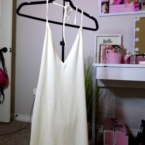 Ivory V-Cut Mini Dress from Shein